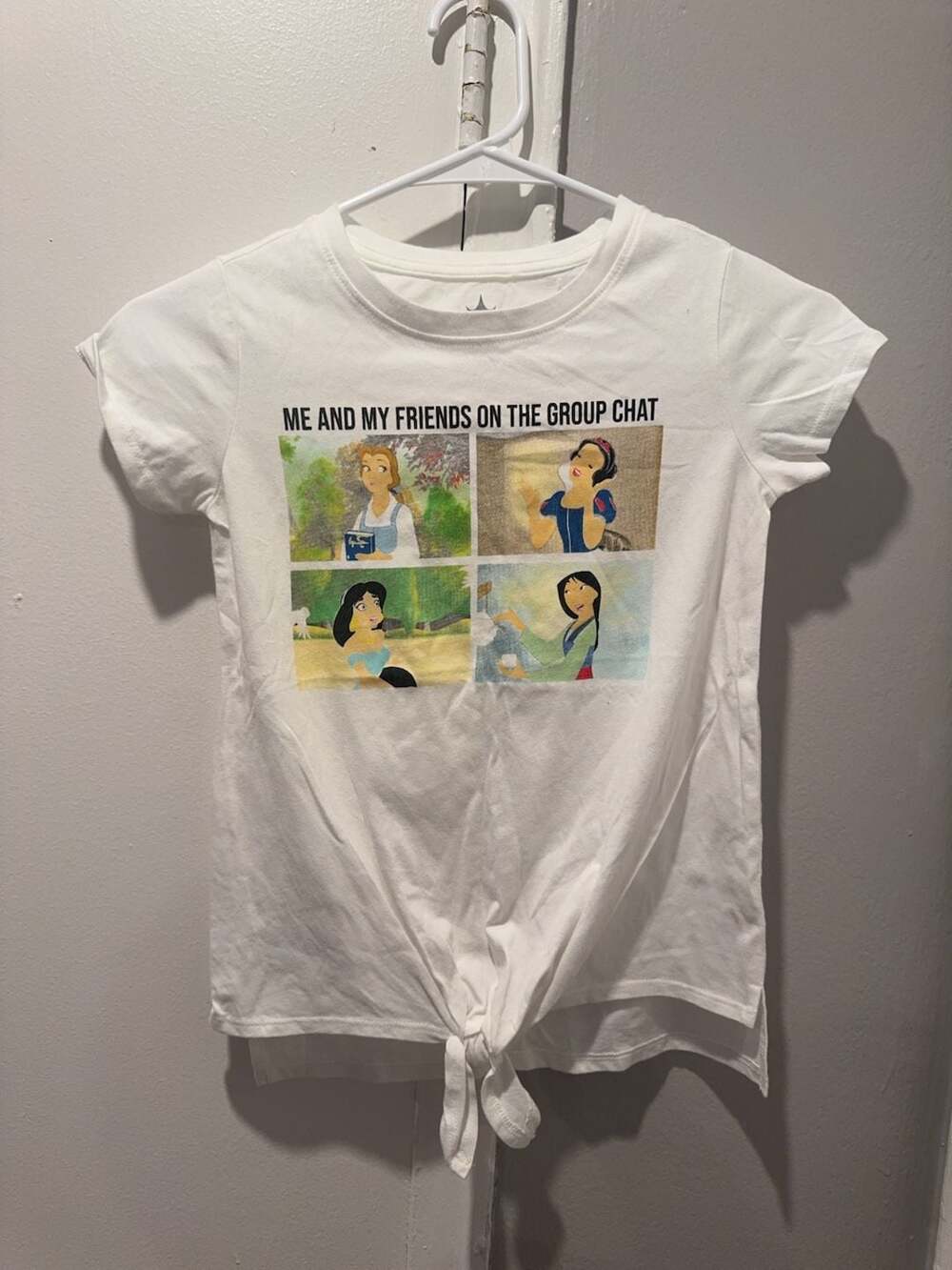 Disney Princess Me And My Friends On The Group Chat Tie Front T-Shirt Size M